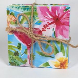 Tropix Brand Melamine Coasters Set of 4 Tropical Drinks